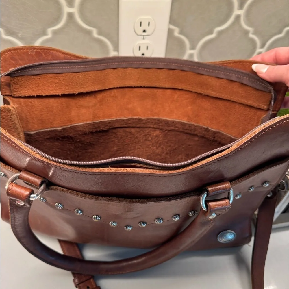 American West handmade Leather Studded bag
